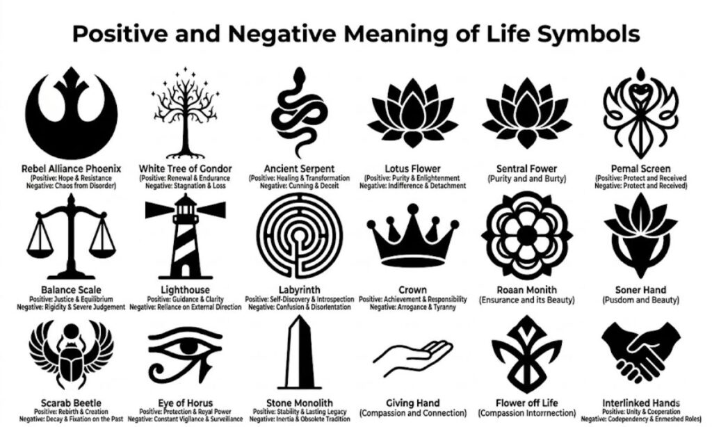 Positive and Negative Meaning of Life Symbols