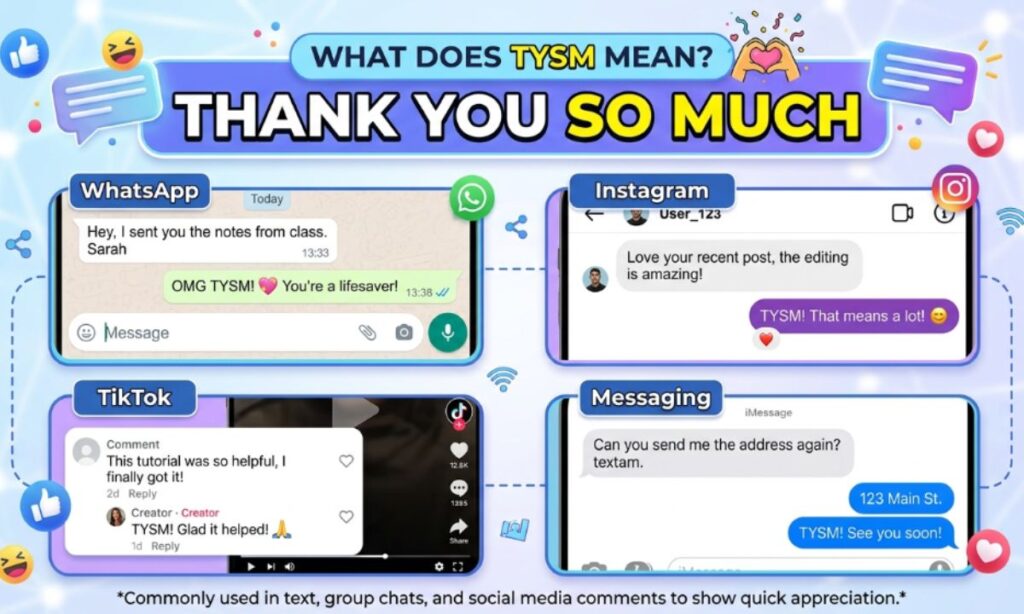TYSM Meaning in Chat, WhatsApp, Instagram, TikTok